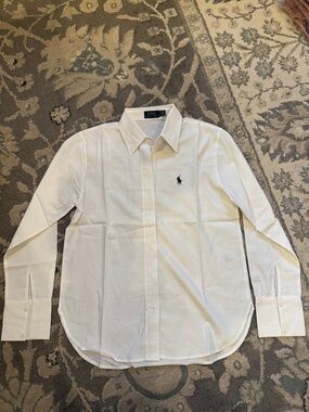 Polo by Ralph Lauren White Long-Sleeve Dress Shirt with Navy Pony